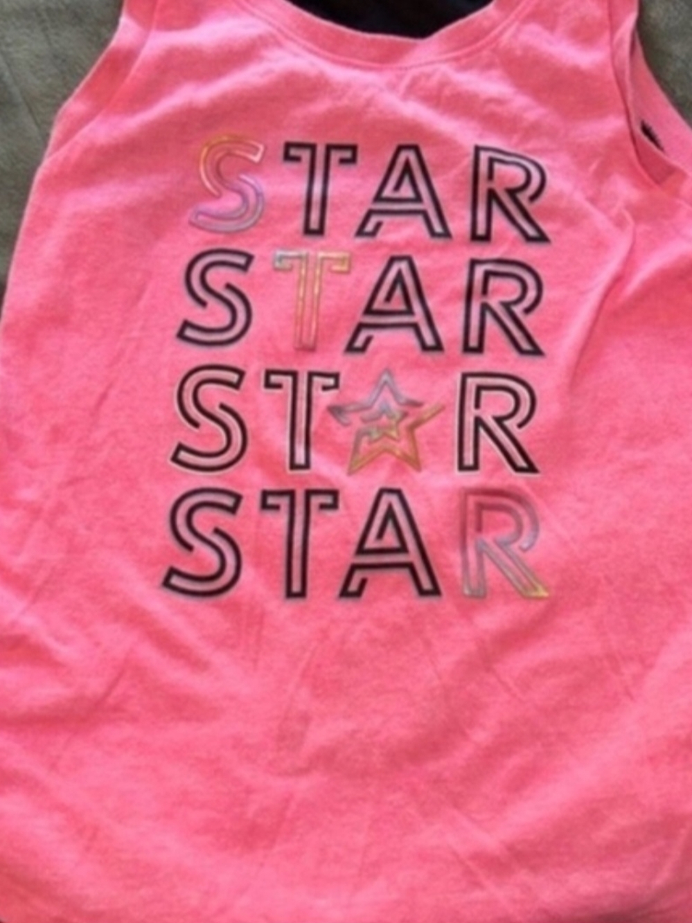 Athletic Works Pink Girls' STAR Repeat Graphic Tank Top